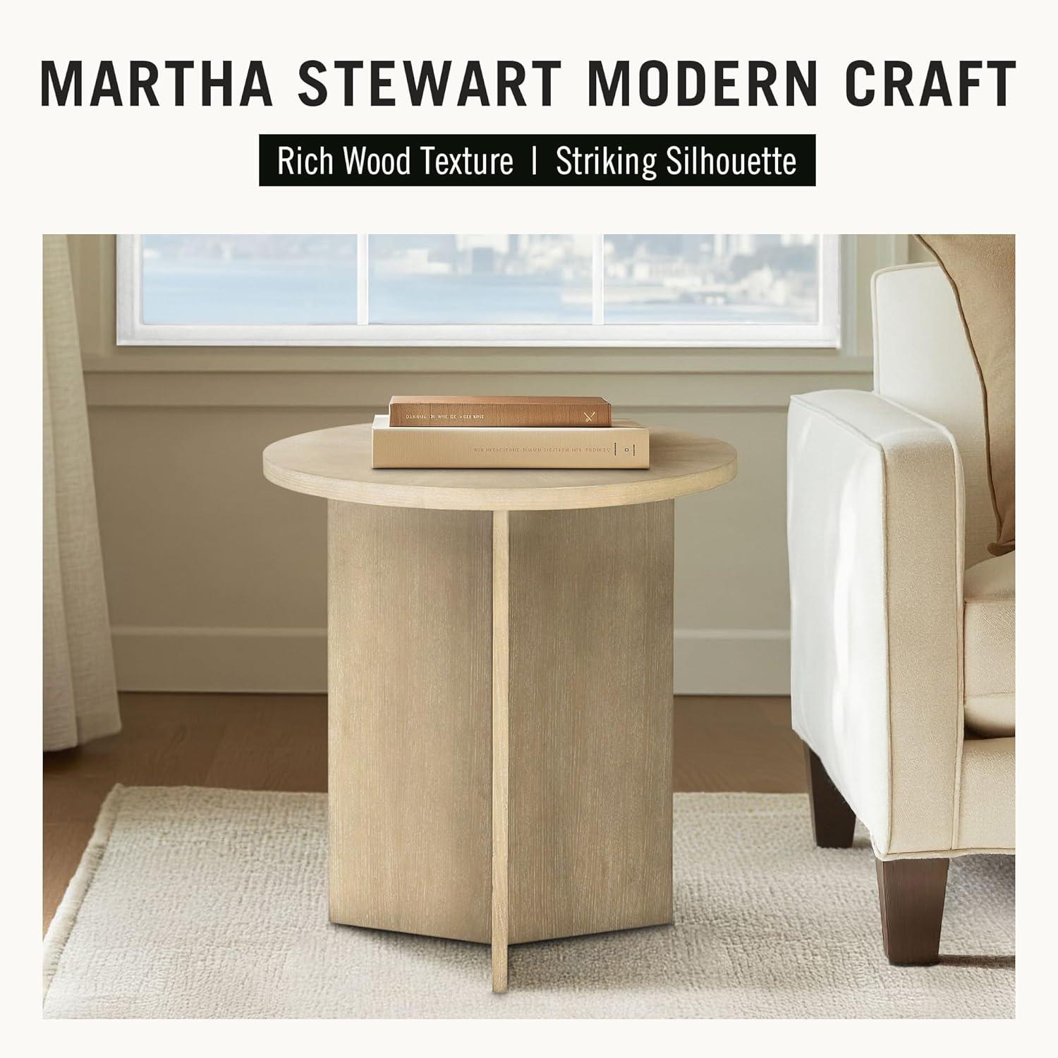image:imageMartha Stewart Sadie Round Coffee Table Starburst Veneer Top Reclaimed Greige Wood Finish Modern Accent for Living Room Lounge or Sitting Area 36 Dia x 165 HReclaimed Greige