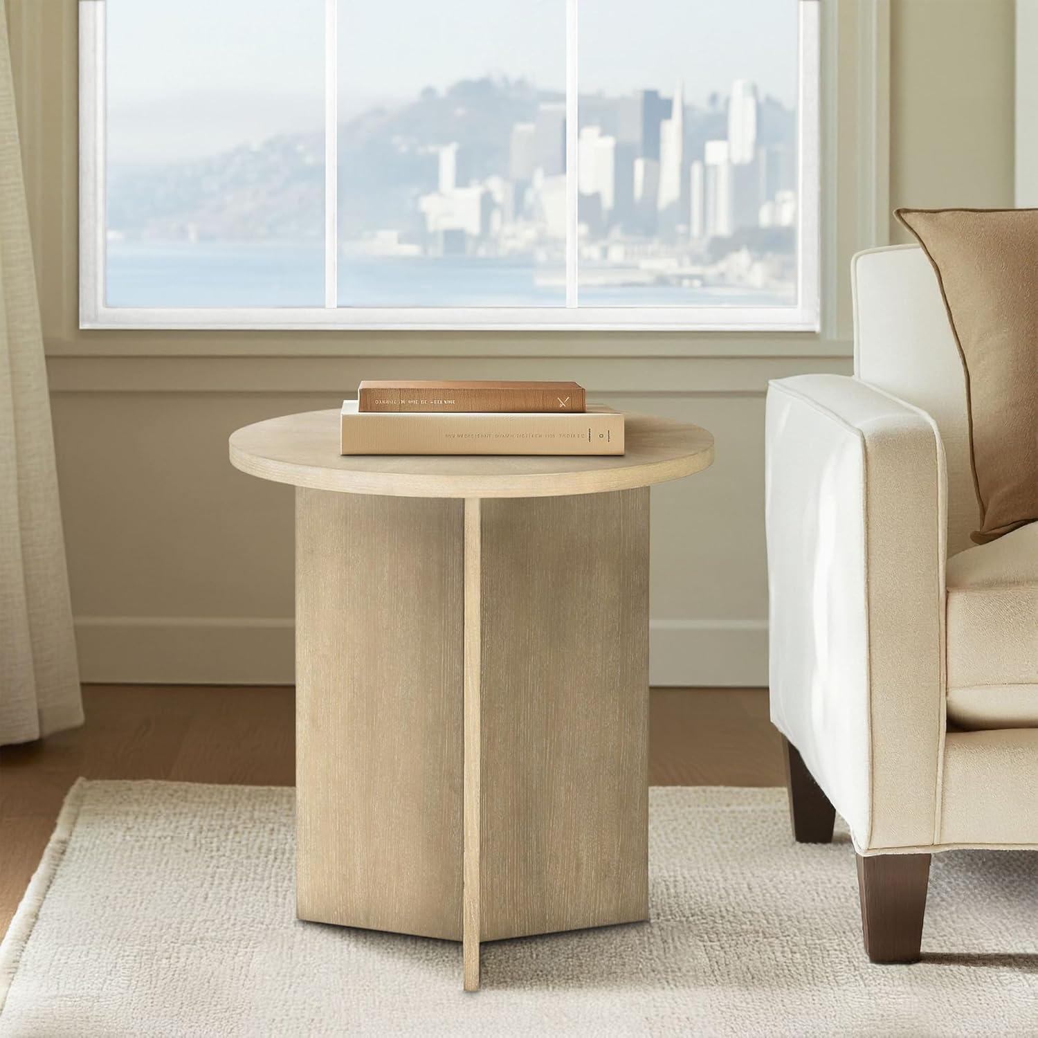 image:imageMartha Stewart Sadie Round Coffee Table Starburst Veneer Top Reclaimed Greige Wood Finish Modern Accent for Living Room Lounge or Sitting Area 36 Dia x 165 HReclaimed Greige