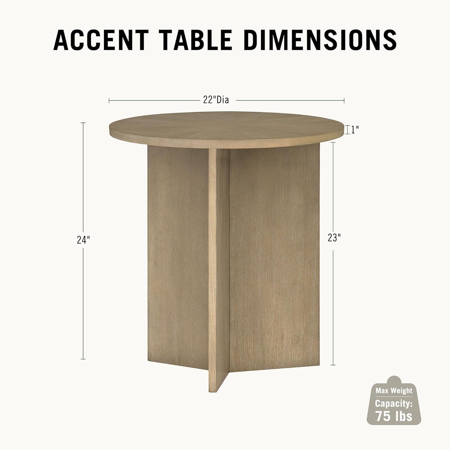 image:imageMartha Stewart Sadie Round Coffee Table Starburst Veneer Top Reclaimed Greige Wood Finish Modern Accent for Living Room Lounge or Sitting Area 36 Dia x 165 HReclaimed Greige