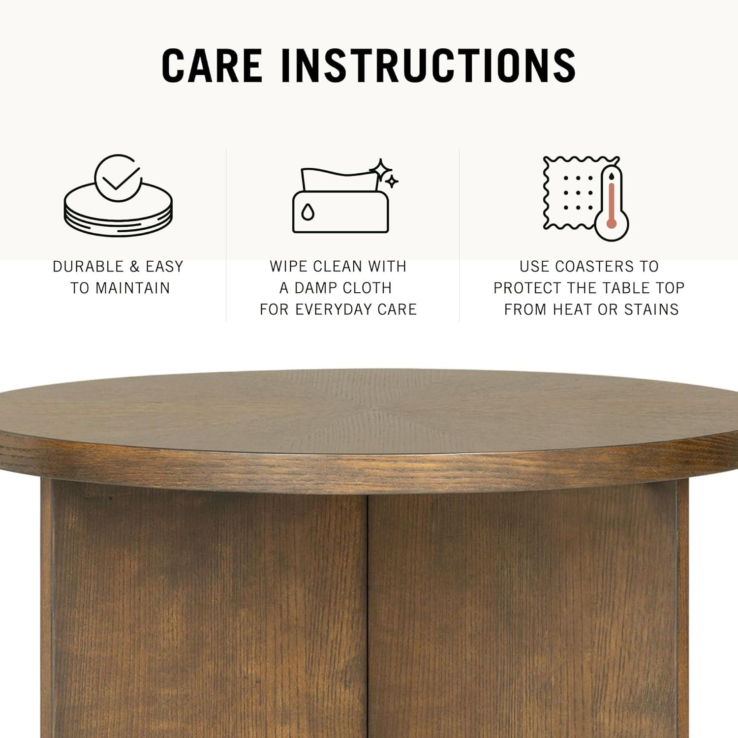 image:imageMartha Stewart Sadie Round Coffee Table Starburst Veneer Top Reclaimed Greige Wood Finish Modern Accent for Living Room Lounge or Sitting Area 36 Dia x 165 HWalnut Brown