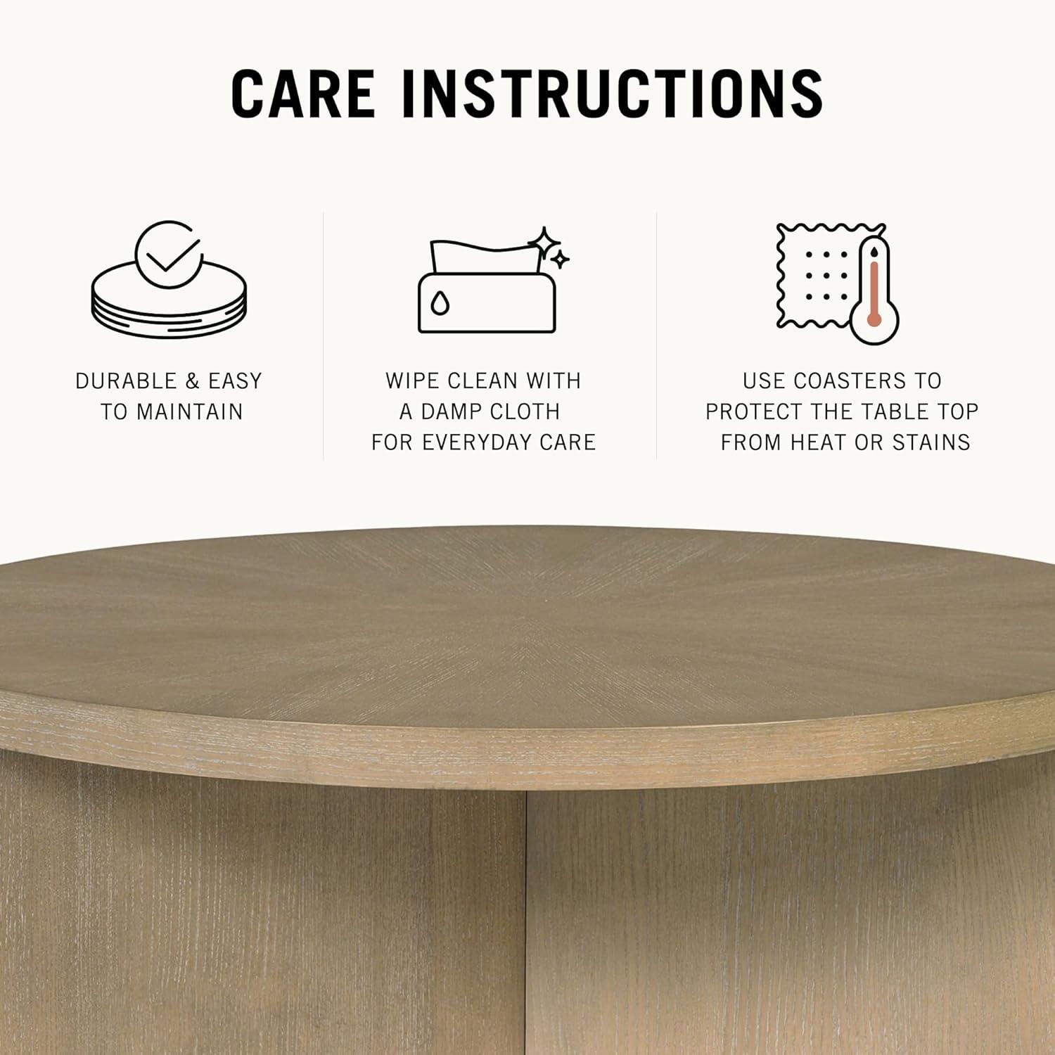 image:imageMartha Stewart Sadie Round Coffee Table Starburst Veneer Top Reclaimed Greige Wood Finish Modern Accent for Living Room Lounge or Sitting Area 36 Dia x 165 HReclaimed Greige