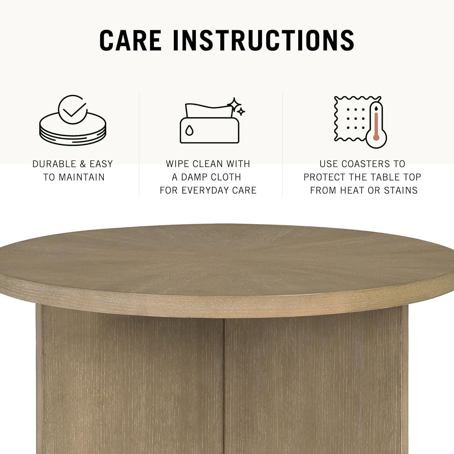 image:imageMartha Stewart Sadie Round Coffee Table Starburst Veneer Top Reclaimed Greige Wood Finish Modern Accent for Living Room Lounge or Sitting Area 36 Dia x 165 HReclaimed Greige