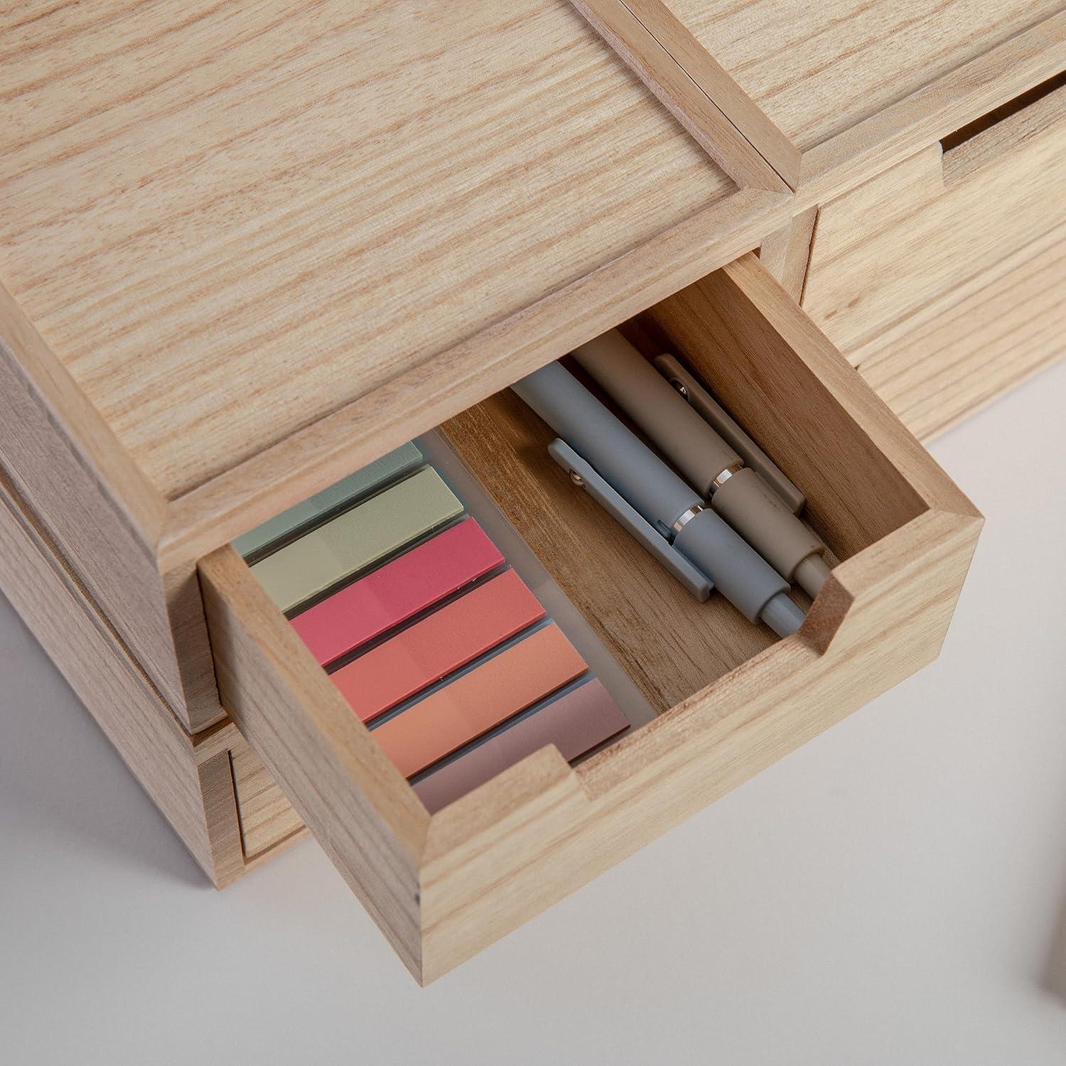 image:imageMartha Stewart Weston Stackable Wooden Storage Boxes with Pullout Drawers Paulownia Wood Storage Organizers 3 Pack Light NaturalLight Natural