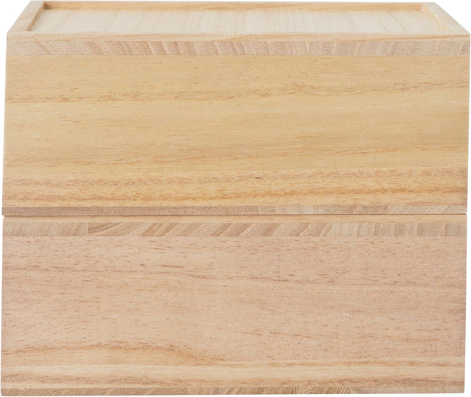 image:imageMartha Stewart Weston Stackable Wooden Storage Boxes with Pullout Drawers Paulownia Wood Storage Organizers 3 Pack Light NaturalLight Natural