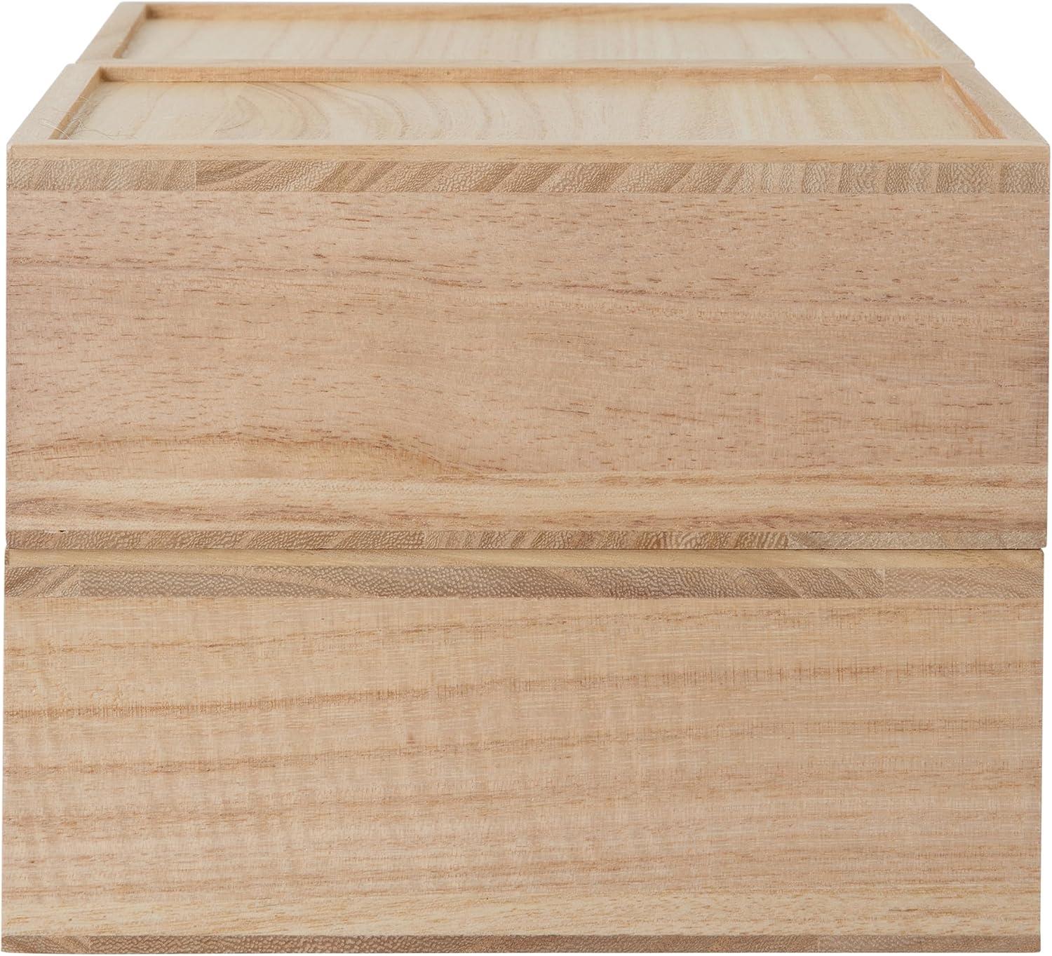 image:imageMartha Stewart Weston Stackable Wooden Storage Boxes with Pullout Drawers Paulownia Wood Storage Organizers 3 Pack Light NaturalLight Natural
