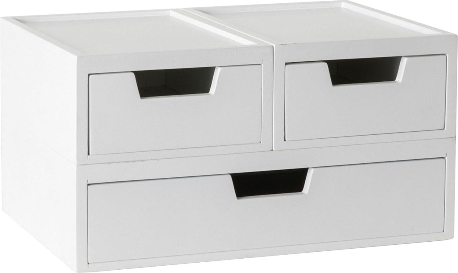 image:imageMartha Stewart Weston Stackable Wooden Storage Boxes with Pullout Drawers Paulownia Wood Storage Organizers 3 Pack Light NaturalWhite