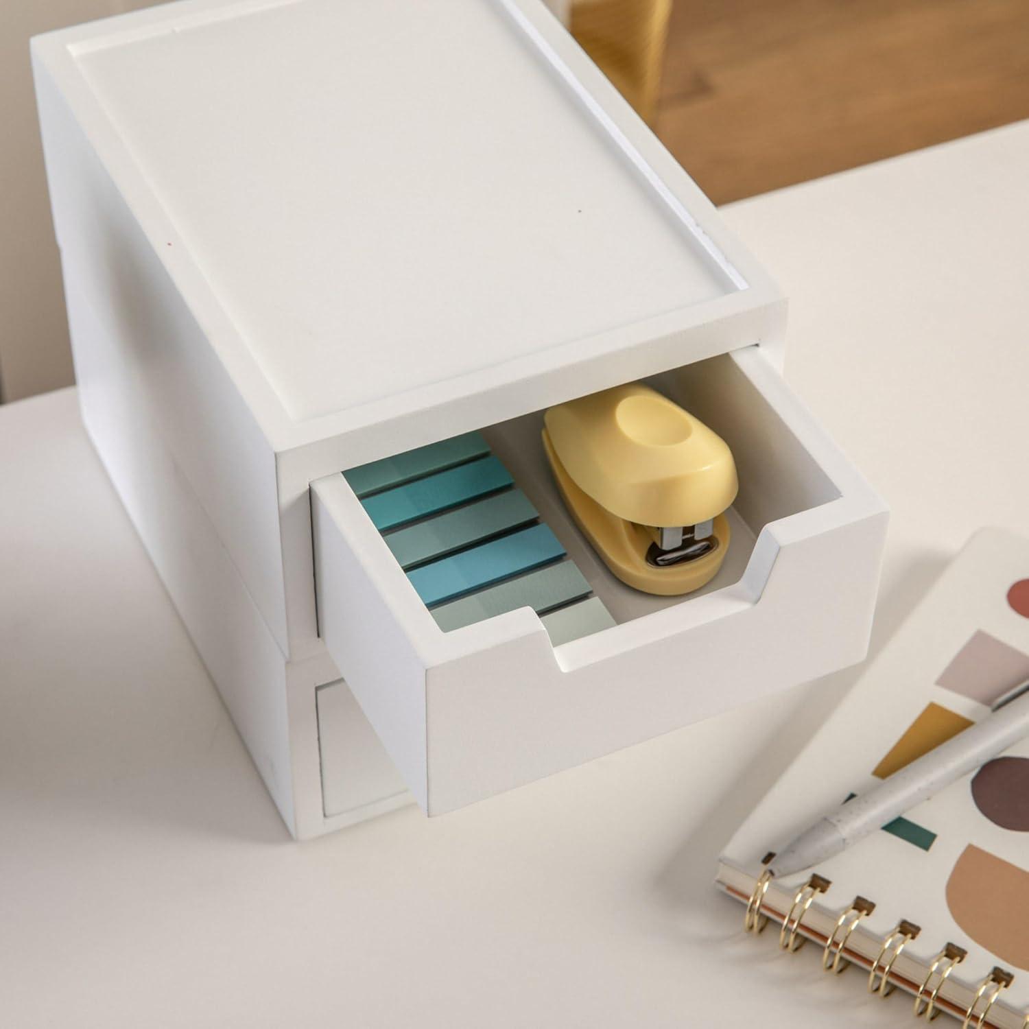 image:imageMartha Stewart Weston Stackable Wooden Storage Boxes with Pullout Drawers Paulownia Wood Storage Organizers 3 Pack Light NaturalWhite