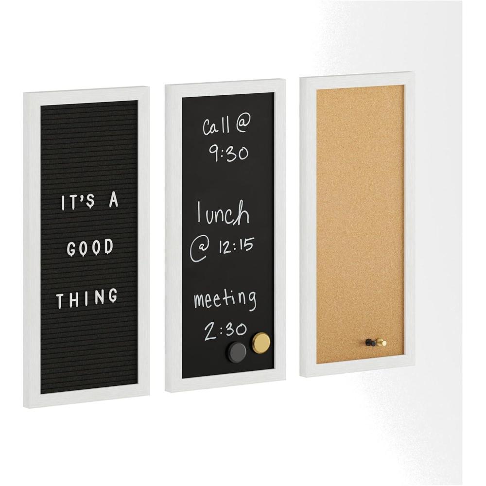 image:imageMartha Stewart Everette Cork Board Chalk Board Letter Board Set with Included Push Pins Magnets Liquid Chalk Letters 18 x 24 Black Woodgrain FrameWhite Woodgrain