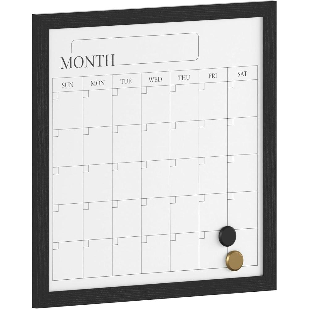 image:imageMartha Stewart Everette Magnetic Monthly Calendar Dry Erase Board with Included Dry Erase Marker and 2 Magnets 18 x 18 Light Natural Woodgrain FrameBlack Woodgrain