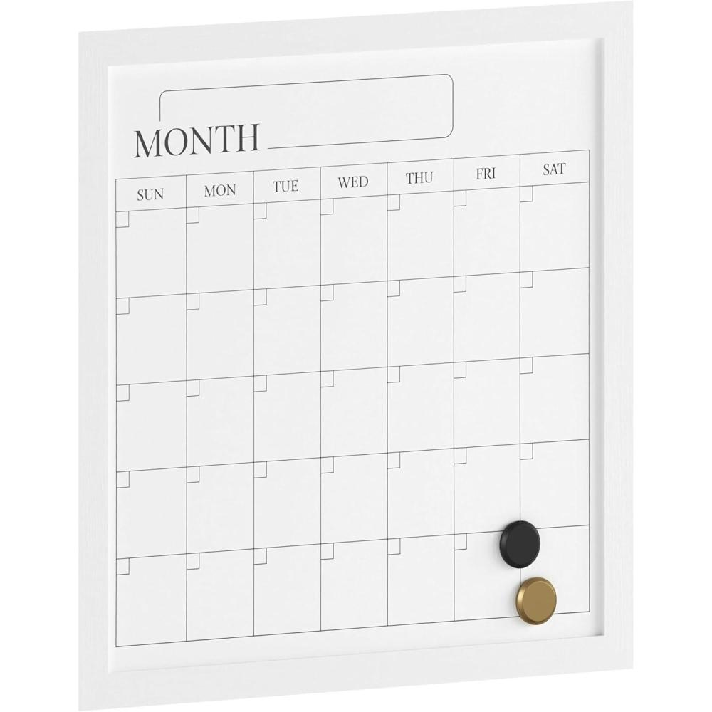 image:imageMartha Stewart Everette Magnetic Monthly Calendar Dry Erase Board with Included Dry Erase Marker and 2 Magnets 18 x 18 Light Natural Woodgrain FrameWhite Woodgrain