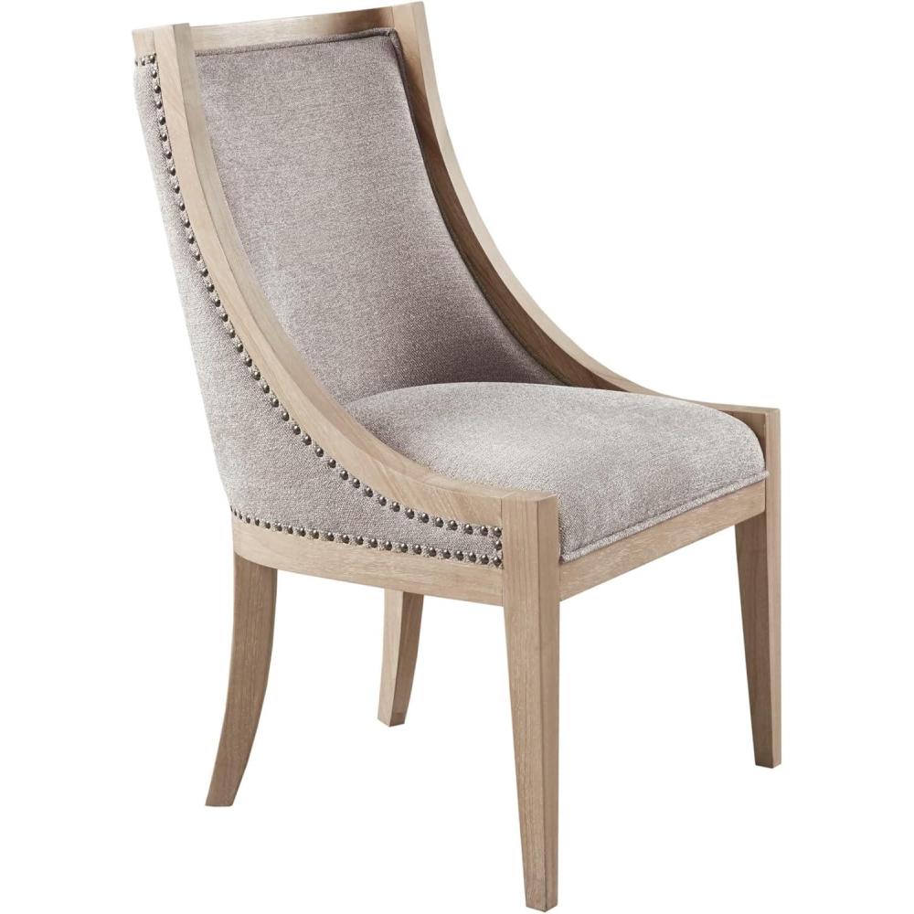 image:imageMartha Stewart Farmhouse Dining Room Chair Recessed Arm Chair for Bedrooms Nailhead Trim Solid Wood Legs Upholstered Reading Accent Chairs for Living Room Kitchen Dcor Elmherst  Linen ColorLinen Color