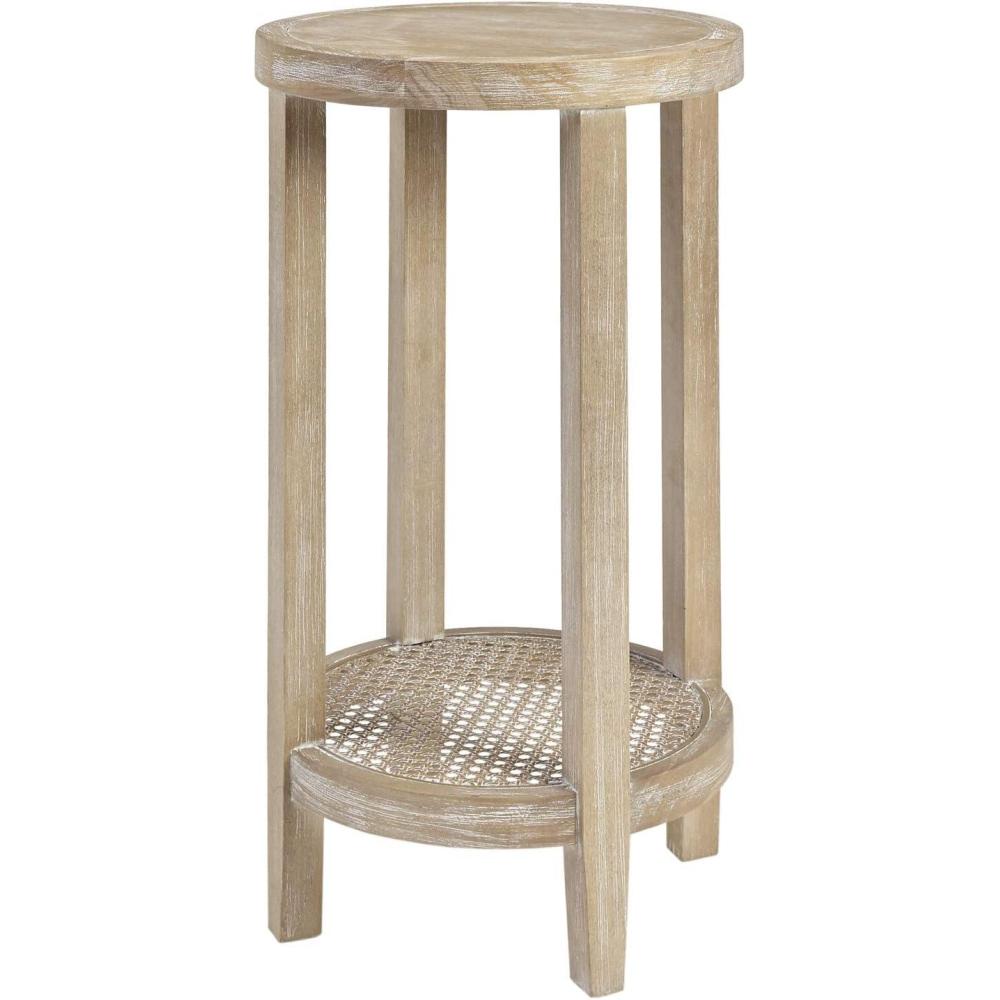 image:imageMartha Stewart Harley Accent Tables Modern Farmhouse Rattan Shelving Design Round Tabletop Living Room Furniture Occasional Piece Dia 15 X 28 WheatFarm House