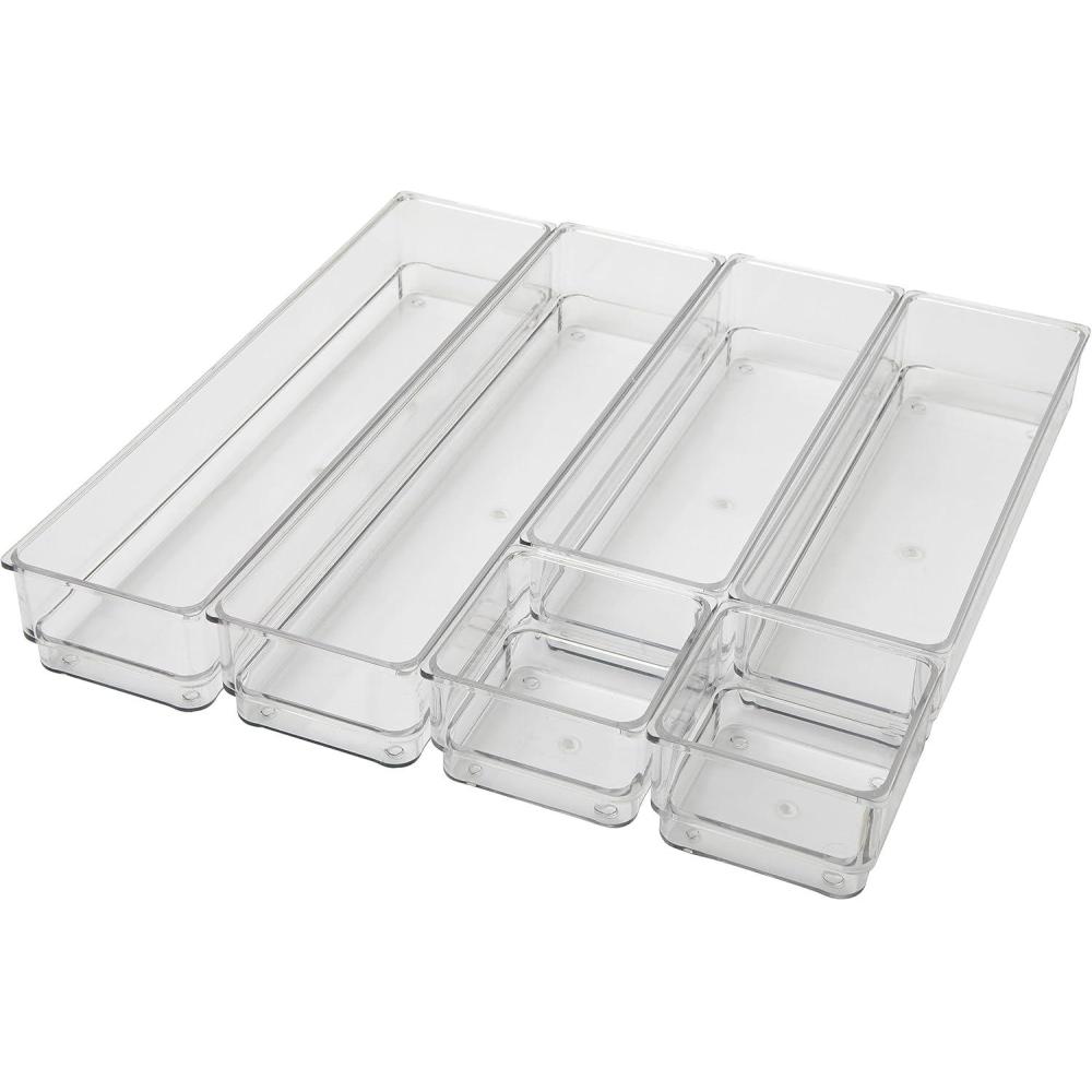 image:imageMartha Stewart Miles Plastic Stackable Office Desk Drawer Organizers Set of 6 ClearClear