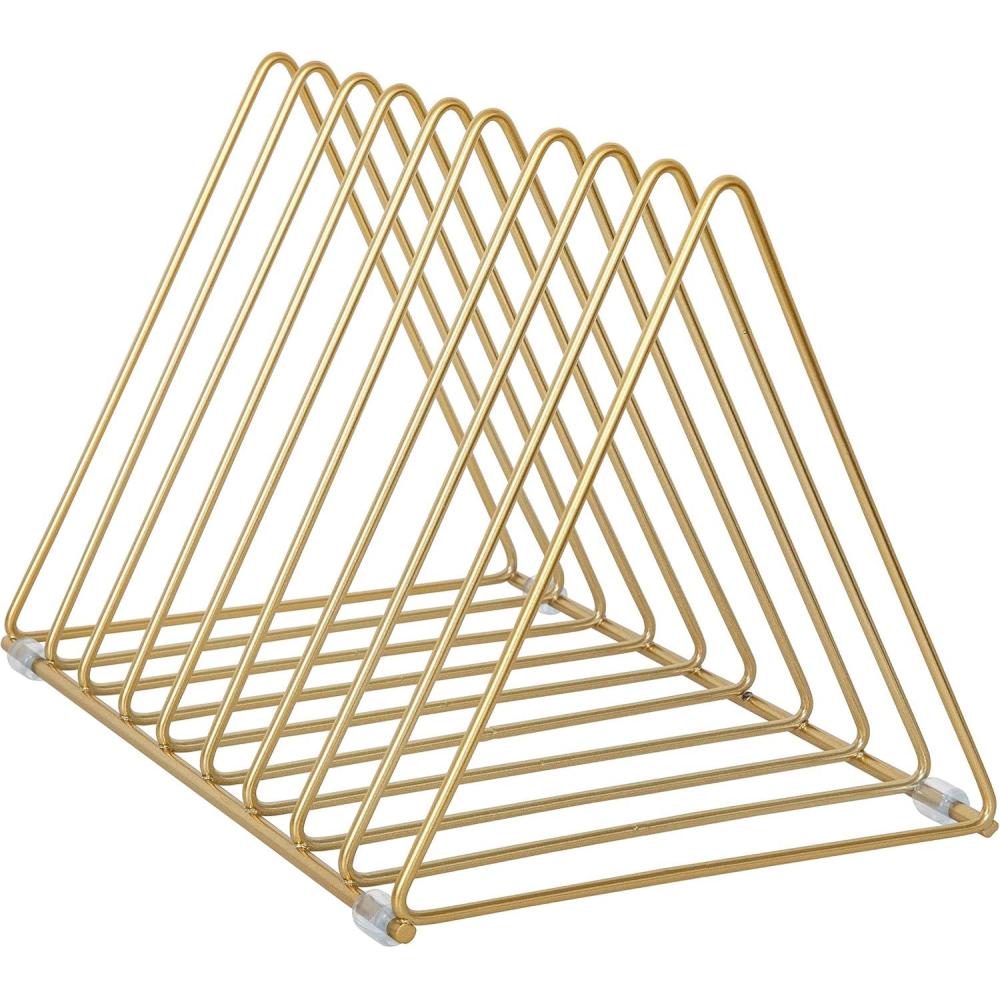image:imageMartha Stewart Ryder Gold Mesh Metal 9 Slot Triangle Magazine File Holder Desktop Organizer Sorter