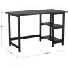 Martha Stewart Beckett Modern Trestle Desk with Open Side Shelving in White Wood Grain Finish(Black Wood Grain)