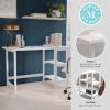 Martha Stewart Beckett Modern Trestle Desk with Open Side Shelving in White Wood Grain Finish(White Wood Grain)