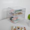 Martha Stewart Brody 2 Pack Desk Organizers, Single Drawer Box and 2 Drawer Box, Stackable Plastic Storage for Office, Bathroom, Countertop, Dorm, 6″ x 7.5″, Clear