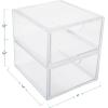 Martha Stewart Brody Desk Organizer with 2 Drawers, Stackable Plastic Desk Storage Box, Organizer for Office, Bathroom, Countertop or Dorm, 6″ x 7.5″, 2 Pack, Clear(6″ x 7.5″)
