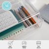 Martha Stewart Brody Desk Organizer with 2 Drawers, Stackable Plastic Desk Storage Box, Organizer for Office, Bathroom, Countertop or Dorm, 6″ x 7.5″, 2 Pack, Clear(12.75″ x 7.75″)