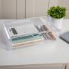 Martha Stewart Brody Desk Organizer with 2 Drawers, Stackable Plastic Desk Storage Box, Organizer for Office, Bathroom, Countertop or Dorm, 6″ x 7.5″, 2 Pack, Clear(12.75″ x 7.75″)