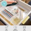 Martha Stewart Brody Desktop Storage Organizer, Stack and Slide Plastic Organizer Tray, Organizer for Office, Kitchen, or Vanity, 3″ x 7.5″, Clear(3″ x 3.75″  3″ x 7.5″  7.5″ x 6.25″ (2 of each))