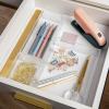 Martha Stewart Brody Desktop Storage Organizer, Stack and Slide Plastic Organizer Tray, Organizer for Office, Kitchen, or Vanity, 3″ x 7.5″, Clear(3″ x 3.75″  3″ x 7.5″  7.5″ x 6.25″ (1 of each))