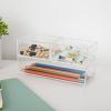 Martha Stewart Brody Desktop Storage Organizer, Stack and Slide Plastic Organizer Tray, Organizer for Office, Kitchen, or Vanity, 3″ x 7.5″, Clear(3″ x 3.75″ (2)  3″ x 7.5″ (1))
