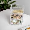Martha Stewart Brody Desktop Storage Organizer, Stack and Slide Plastic Organizer Tray, Organizer for Office, Kitchen, or Vanity, 3″ x 7.5″, Clear(3″ x 3.75″)