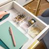 Martha Stewart Brody Desktop Storage Organizer, Stack and Slide Plastic Organizer Tray, Organizer for Office, Kitchen, or Vanity, 3″ x 7.5″, Clear(3″ x 3.75″)