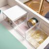 Martha Stewart Brody Plastic Storage Organizer Bins with Engineered Wood Lid for Home Office, Kitchen, or Bathroom, 3 Pack Small, 3.75″ x 3″, Clear/White