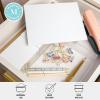 Martha Stewart Brody Plastic Storage Organizer Bins with Paulownia Wood Lid for Home Office, Kitchen, or Bathroom, 3 Pack Medium, 7.5″ x 3″, Clear/Light Natural(Clear/White)