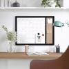 Martha Stewart Everette Magnetic Dry Erase Monthly Calendar and Cork Board Combo with Included Marker, Magnets, Push Pins, 24″x18″, Light Natural Woodgrain Frame(Black Woodgrain)
