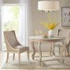 Martha Stewart Farmhouse Dining Room Chair, Recessed Arm Chair for Bedrooms, Nailhead Trim, Solid Wood Legs, Upholstered Reading Accent Chairs for Living Room, Kitchen Décor, Elmherst – Linen Color(Linen Color)