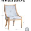 Martha Stewart Farmhouse Dining Room Chair, Recessed Arm Chair for Bedrooms, Nailhead Trim, Solid Wood Legs, Upholstered Reading Accent Chairs for Living Room, Kitchen Décor, Elmherst – Linen Color(Light Blue)