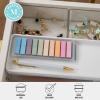 Martha Stewart Grady Clear Plastic Stackable Storage Boxes with White Engineered Wood Lids, Set of 3(Clear/White Plastic Top)