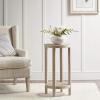 Martha Stewart Harley Accent Tables Modern Farmhouse, Rattan Shelving Design, Round Tabletop Living Room Furniture Occasional Piece, Dia. 15″ X 28″, Wheat(Farm House)
