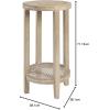 Martha Stewart Harley Accent Tables Modern Farmhouse, Rattan Shelving Design, Round Tabletop Living Room Furniture Occasional Piece, Dia. 15″ X 28″, Wheat(Farm House)