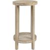 Martha Stewart Harley Accent Tables Modern Farmhouse, Rattan Shelving Design, Round Tabletop Living Room Furniture Occasional Piece, Dia. 15″ X 28″, Wheat(Farm House)