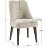 Martha Stewart Holls A Pair Dining Chairs Swoop Arm, Curved Upholstered Back, Round Piping, Foam Seat Cushion, Modern Kitchen Furniture, Dark Finished Solid Wood Legs, 35″ H, Beige 2 Piece(Holls)