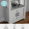 Martha Stewart Hutton Four Tier Shaker Bookcase with Storage Cabinet in White with Polished Brass Hardware(Gray Frame/Brushed Nickel Hardware)