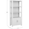 Martha Stewart Hutton Four Tier Shaker Bookcase with Storage Cabinet in White with Polished Brass Hardware(Gray Frame/Brushed Nickel Hardware)