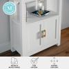 Martha Stewart Hutton Four Tier Shaker Bookcase with Storage Cabinet in White with Polished Brass Hardware(Gray Frame/Oil Rubbed Bronze Hardware)