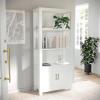 Martha Stewart Hutton Four Tier Shaker Bookcase with Storage Cabinet in White with Polished Brass Hardware(Gray Frame/Oil Rubbed Bronze Hardware)