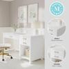 Martha Stewart Hutton Shaker Style Home Office Desk with 2 Side Drawers in White with Polished Brass Hardware