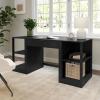 Martha Stewart Kayden Home Office Modular Desk with Drawer and Dual 2 Tier Shelves in Black with Oil Rubbed Bronze Hardware(Black)