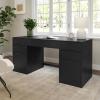 Martha Stewart Kayden Home Office Modular Desk with Drawer and Dual 3 Drawer File Cabinets in Black with Oil Rubbed Bronze Hardware