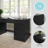 Martha Stewart Kayden Home Office Modular Desk with Drawer and Dual 3 Drawer File Cabinets in Black with Oil Rubbed Bronze Hardware