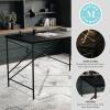 Martha Stewart Maddox Home Office Parsons Desk in Black Wood Grain with Oil Rubbed Bronze Metal X-Frame