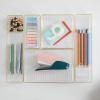 Martha Stewart Miles Plastic Stackable Office Desk Drawer Organizers, Set of 6, Clear(Clear/Gold Trim)