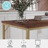 Martha Stewart Noah Home Office Parsons Desk in Gray Wood Grain with Oil Rubbed Bronze Metal Frame(Walnut Top/Polished Brass Frame)